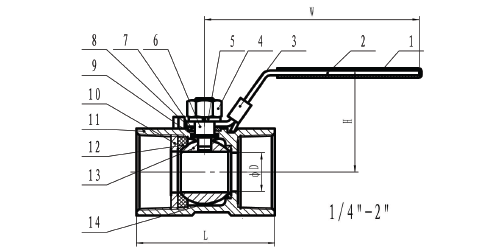Dibujo de la vávula de bola de Yuanheng 1PC